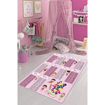 Pembe Kaymaz Taban Çarpım Tablolu Eğitici Çocuk Halısı Ar243n11