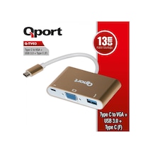 QPORT Q-TV03 TYPE-C TO VGA/USB/TYPE-C 1920x1  80P ÇEVİRİCİ