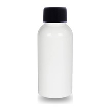 100 Adet - 100ml Plastik Beyaz Oval Boyunlu Şişe, Boş Düz Siyah Kapaklı Pet Şişe