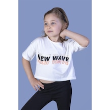 Toontoy Kids Toontoy Kız Çocuk New Wave Baskılı Taş İşlemeli Tişört Ekru