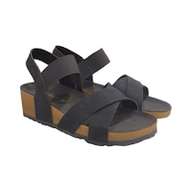 Pierre Cardin Üstü Ayarlı Lastikli Dolgu Topuk Bayan Sandalet 001
