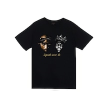 Stoned&Fame Tupac Shakur Biggie Baskılı Unisex Siyah %100 Pamuk T-shirt SIYAH Siyah