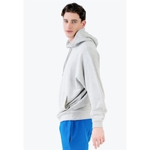 Jahr Marc Önü Cepli Kapüşonlu Gri Büyük Beden Erkek Sweatshirt