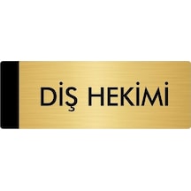Metal Yönlendirme Levhası, Departman Kapı Isimliği Diş Hekimi 10x20 Cm Altın Renk