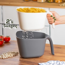 Porsima G-575 2 Parça Çok Amaçlı Plastik Süzgeç Gri Beyaz