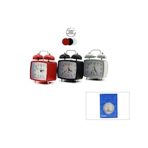 Twin Bell Alarm Clock Bgc-22 Kare Masa Çalar Saat Pilli Işıklı Metal Kasa Renkli Diğer