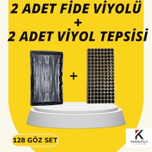 2 Adet Fide Viyolü + 2 Adet Viyol Tepsisi Set Fidelik Fide Yetiştirme Seti Seçimli 128 Göz Kare