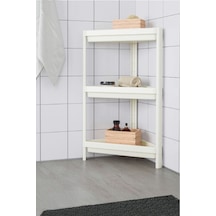 Ahir Ticaret Üçgen Raf Ünitesi 3 Katlı Beyaz Köşe Banyo Rafı Beyaz
