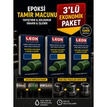 3 Adet Çift Bileşenli Plastik Çelik Tamir Macunu 40 Gram Mavi - Sarı