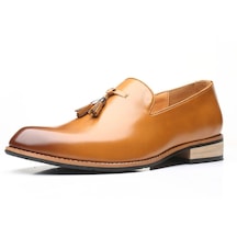 Sones Sivri İngiliz Erkek Elbise Ayakkabı Yumuşak Kauçuk Taban Ayakkabı Düğün Ayakkabıları Sarı