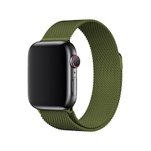 E2m Apple Uyumlu  Watch 38-40-41mm Krd-01 Metal Hasır Yeşil Kordon