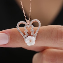 Melek Kanadı Manolya Çiçeği Rose Renk Flowers Gümüş Kolye