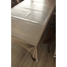 Dantel Görünümlü Üstü Şeffaf Kaplı Muşamba Masa Örtüsü -bakır Renk-halka-farklı Ölçülerde