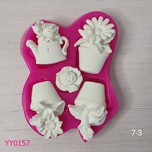 Yy0157 Çiçekli Saksılar Ve Gül Silikon Kalıp