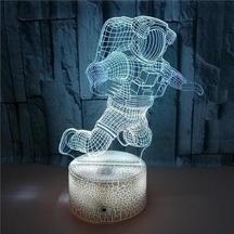 Goldenqian Akrilik 3d Lamba Illusion Yaratıcı Astronot Led Nightlight Çocuk Çocuk Yatak Odası Uyku Işıkları Ev Dekorasyonu Için Hediye Masa Lambası, B-16 Renkli Uzaktan Kumandalı Rwa310 Siyah