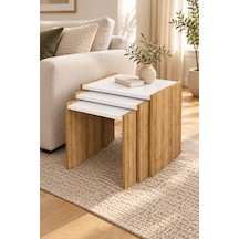 Vega 3'lü Zigon Sehpa 50 X 43 X 36 Cm - Meşe