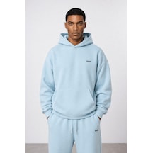 Erkek Respire Basic Oversize Hoodie Bebe Mavi