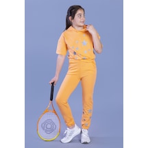 Toontoy Kids Toontoy Kız Çocuk Reflektörlü Yıldız Baskılı Eşofman Takımı Turuncu