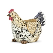 27 Cm Yüksek Bej/siyah Horoz Saksısı -