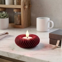 Modern Tasarım Led Tealight Yuvarlak Kırmızı Mumluk Dekoratif Masa Üstü Aksesuarı Kırmızı