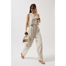 Yandan Bağlamalı Crop Bluz Altın