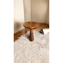 Simillo Wood Wooden Ahşap Tekli Mantar Yan Sehpa Modern Açık Ceviz Renk Fiskos Açık Ceviz