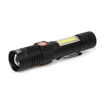 Geniş Açılı P50 Led Şarjlı El Feneri Siyah