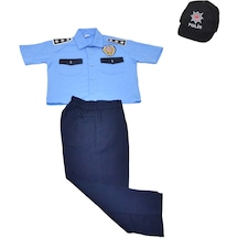 Unisex Kısa Kollu Mavi Türk Polis Kostümü Çocuk Kıyafeti