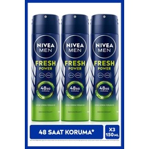 Men Erkek Sprey Deodorant Fresh Power 150ML, Ter Korumasına Karşı 48 Saat Koruma, X3 Adet,lif Hediye