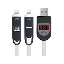 Voltaj Göstergeli Çok Fonksiyonlu Mikrofonlu Usb'Li Şarj Kablosu