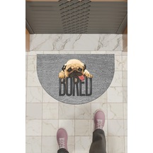 Rugmood Modern Dijital Paspas Gri Pug Bored Paspas - Kapı Önü Paspası
