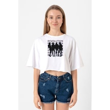 Blackpink Revolution Beyaz Kadın Crop Tshirt Beyaz