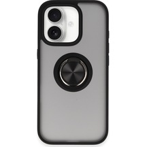 Apple iPhone Uyumlu 16 - Kılıf Montreal Yüzüklü Silikon - Kapak - Siyah