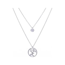 Nagıss Tektaş Ağaç Model Zirkon Taşlı 925 Ayar Gümüş İkili Kadın Kolye