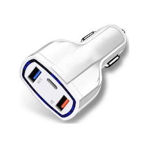 Createtech Usb Type-c Şarj Şarj Şarj Qc3.0 Hızlı Çıkışlı Cihazı Cihazı Çift Beyaz Araç Araç Arabirim Adet 3.5a 2 Kb