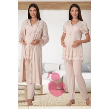 Effortt Lohusa Sabahlıklı Pijama Takımı Kahve - 8024 Kahve