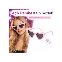 Pembe Retro Kalp Gözlük 80 Ler 90 Lar Stil Parti Gözlüğü Yetişkin