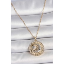 316l Çelik Gold Renk Mix Renk Ay Güneş Model Kadın Kolye - Özel Seri Bzsurn010284 altın