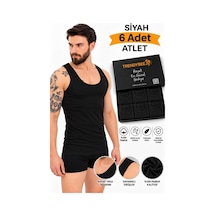 Trendybee Erkek Siyah Atlet 6'lı Paket Premium Kutusunda %100 Pamuklu Erkek Rahat Yaka Günlük Kullanım