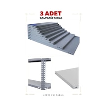 3 Adet Galvaniz Çelik Raf Tablası - Depo, Arşiv, Kiler, Dosya, Market Rafı 43x93 Cm-0.70 Mm