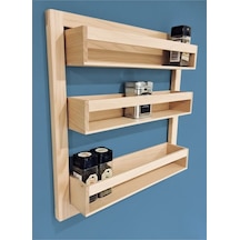 60x60 Cm Ahşap Duvar Saksılık - 10 Cm Raf Derinliği - 3 Katlı Dekoratif Çiçeklik Ve Mutfak Rafı Bej