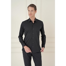 Efor Slim Fit Pamuk Uzun Kol Klasik Siyah Gömlek Gk 745 Siyah