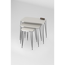 Zigon Sehpa Kr Gümüş Krem Tel Siyah Ayak Çok Renkli