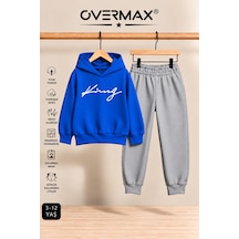 Overmax Italik King Baskılı Kapüşonlu Sweatshirt Eşofman Takımı 3-12 Yaş Saks Mavi Üst-gri Alt - 923241758 Saks Mavi Üst-gri Alt