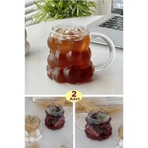 2li Boncuklu Cam Bardak Üzüm Tanesi Şeklinde Saplı 350 Ml. Meşrubat Su Kahve Sunum Bardağı Seti