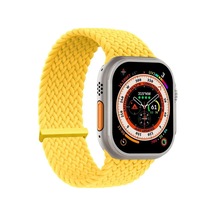 Apple Watch Series 9 41mm İçin Kordon, Large Size, 160mm Knitted Fabric Single Loop Sarı Watch Series 9 41mm İle Uyumlu Kordon - Sarı Diğer