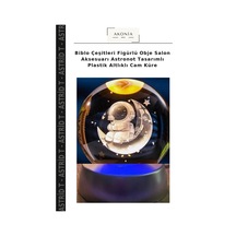 Biblo Çeşitleri Figürlü Obje Salon Aksesuarı Astronot Tasarımlı Plastik Altlıklı Cam Küre