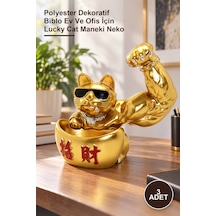 3 Adet Şanslı Kedi Figürü Polyester Dekoratif Biblo Ev Ve Ofis İçin Lucky Cat Maneki Neko