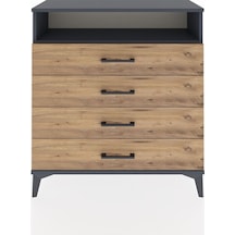 Arges Şifonyer Tek Raflı 4 Çekmeceli 88x30x96 Antrasit-çam Antrasit