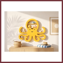 Storeşahin 3d Baskı Ahtapot Duvar Rafı - Dekoratif Mini Raf-sarı Shn0720